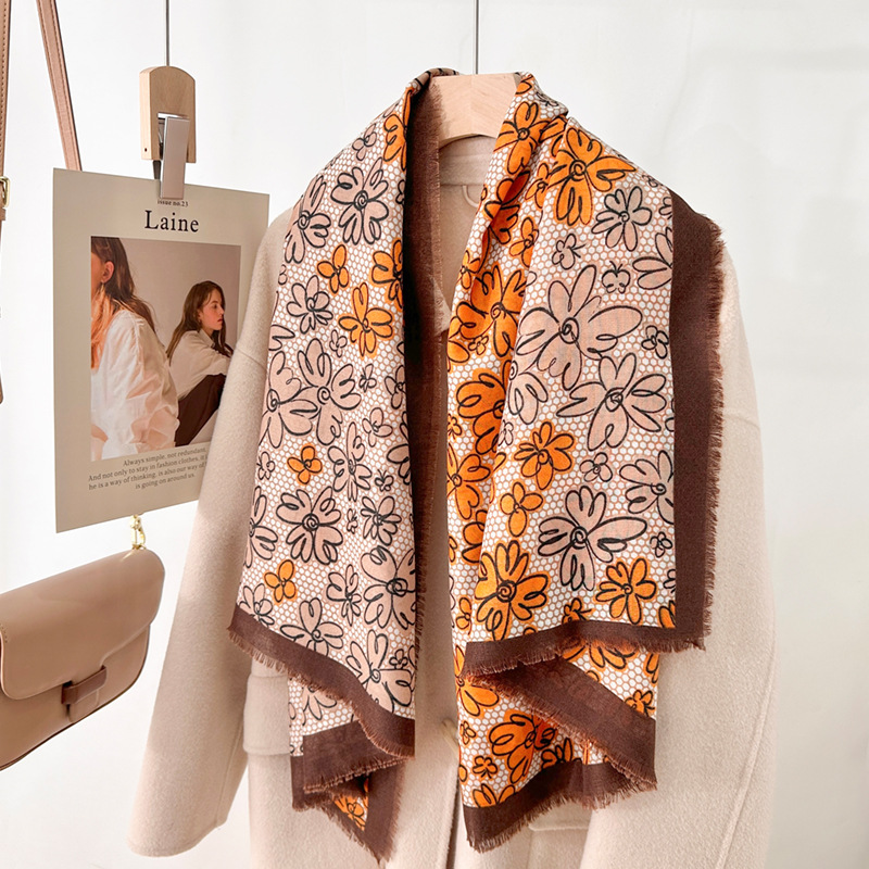 Nuevo arte coreano 130CM toallas grandes damas impresión de moda universal primavera y otoño temperamento bufandas al por mayor