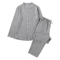 Хлопковая креповая Домашняя одежда Muji Age, брюки с длинными рукавами для мужчин и женщин, весна, осень и зима, толстый домашний костюм