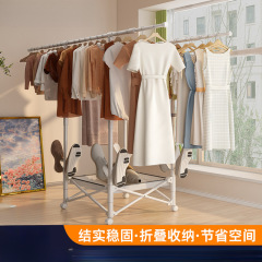 双杆折叠晾衣架小户型家用卧室阳台落地式免打孔晒衣架挂衣架