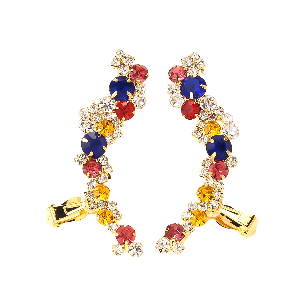 Aliexpress nuevo color flores orejas clips hueso nicho de alta calidad pendientes de diamante aretes de mujer