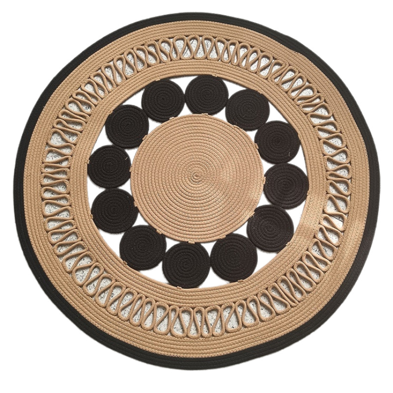 Estera de alfombra tejida a mano de hierba de agua natural, mesa de centro de sala de estar redonda en forma de tienda, alfombra de dormitorio, decoración de fotografía