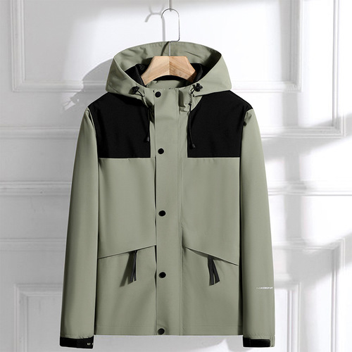 Autumn new men's jacket fashionable color matching outdoor travel jacket men's casual hooded windproof top