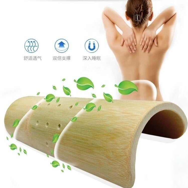拉伸颈椎】竹子颈椎修复专用枕头实木圆柱硬枕半圆U型牵引护颈椎|undefined