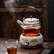 电陶炉煮茶壶家用茶具耐热玻璃蒸茶壶自动烧水壶办公小型茶炉套装