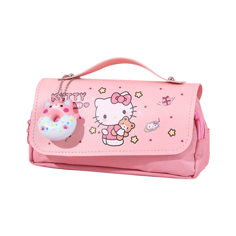 Sanrio, высококачественный вместительный двойной карманный пенал для школьников, антистресс