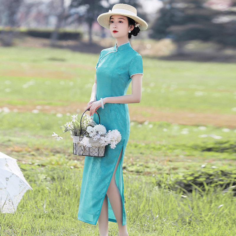 Summer fashionable elegant long cheongsam