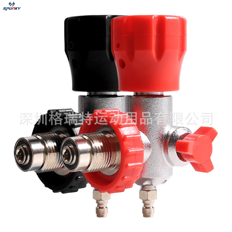 G5/8潜水气瓶充气接头带6000psi压力表空气呼吸器瓶阀大转小气瓶