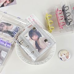 PVC double buckle 3 inch one-grid A8 mini 3-hole card book transparent loose leaf manual 3 inch single storage album