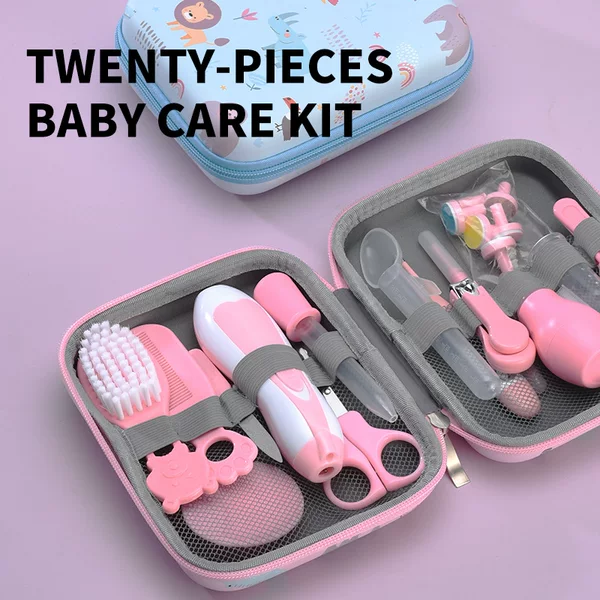 Professional foreign trade maternal and child suit children baby nail cutting pliers medicine feeder 20 sets of comb brush EVA bag care
