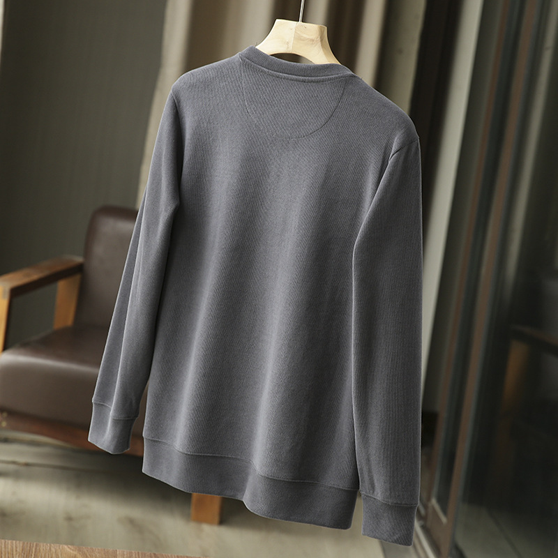 Men's Sweatshirt With Bear Embroidery Soft Knit Round Neck Top_voghion.com