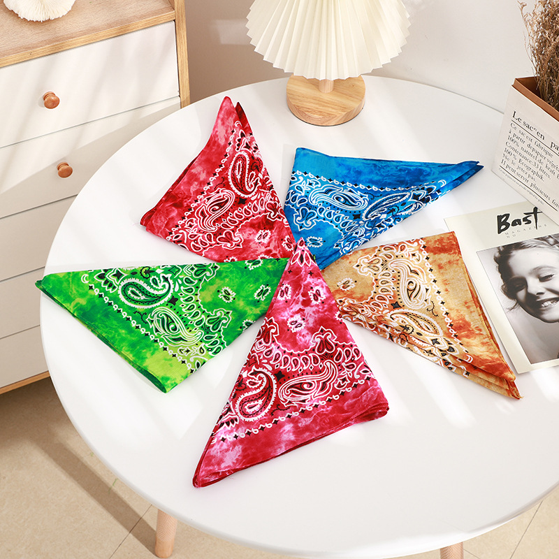 New cotton outdoor sports scarf tie-dyed cotton square scarf riding large square scarf for cross-border can be customized