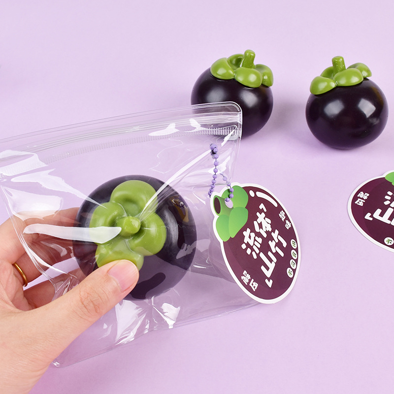 Nuevo juguete de descompresión creativo de simulación de frutas fluidas mangostán pellizco plástico de rebote lento juguetes de descompresión de oficina