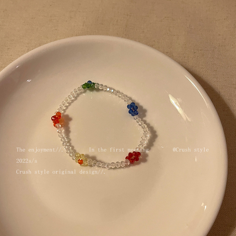 화려한 투명 꽃 팔찌