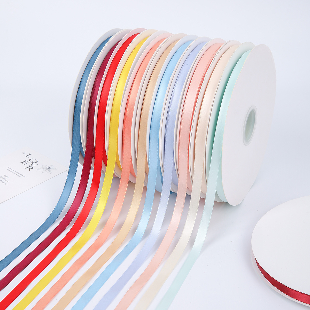 Cintas de ramo de flores de 100 yardas de doble cara cifrado poliéster cinta de color puro embalaje de regalo arco floral flores