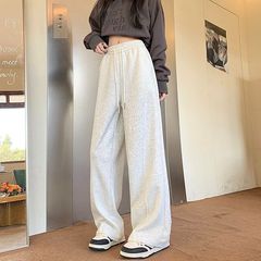美式弯刀阔腿裤女春秋季2025新款高腰宽松直筒运动休闲裤香蕉卫裤