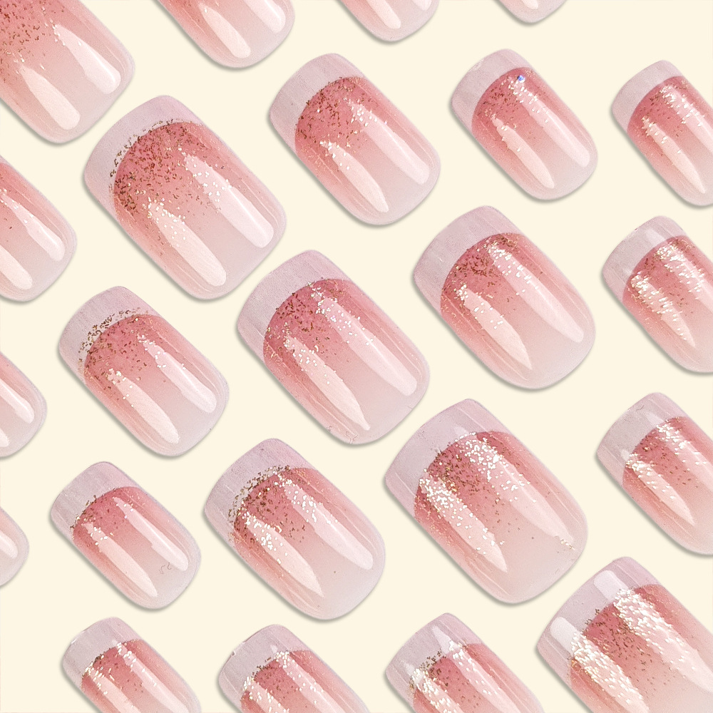 Polvo desnudo de venta en caliente transfronteriza, polvo de uñas de uso francés, polvo de uñas dulce y suave, 24 piezas de parche de uñas terminado. image 4