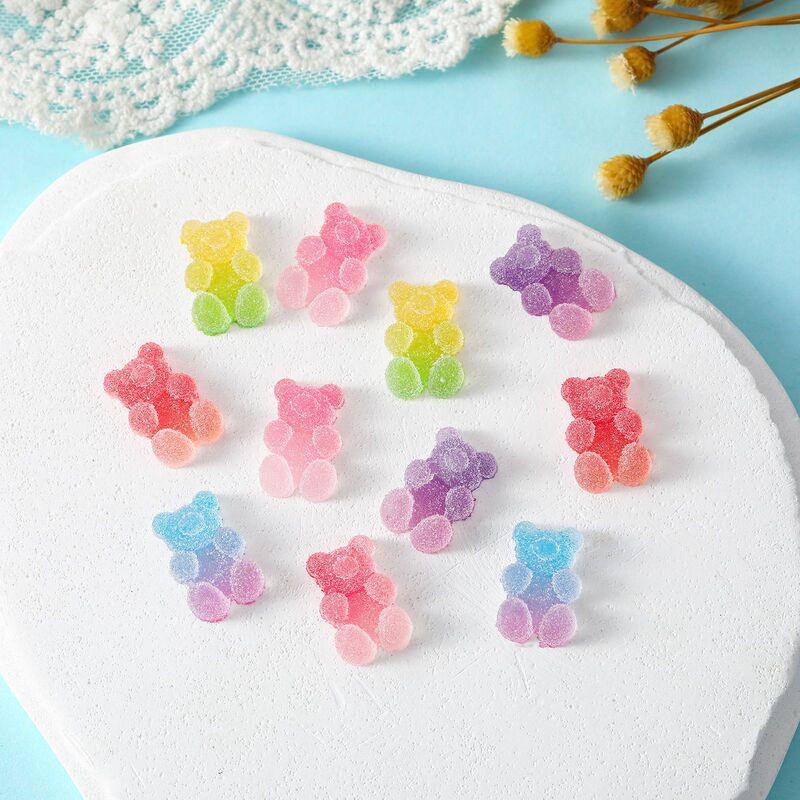 Cartoon Bear Fudge Luminous Gradual Jelly Resin diy Cream Glue Accessories Mobile Phone Case Hairpin Earrings Accessories