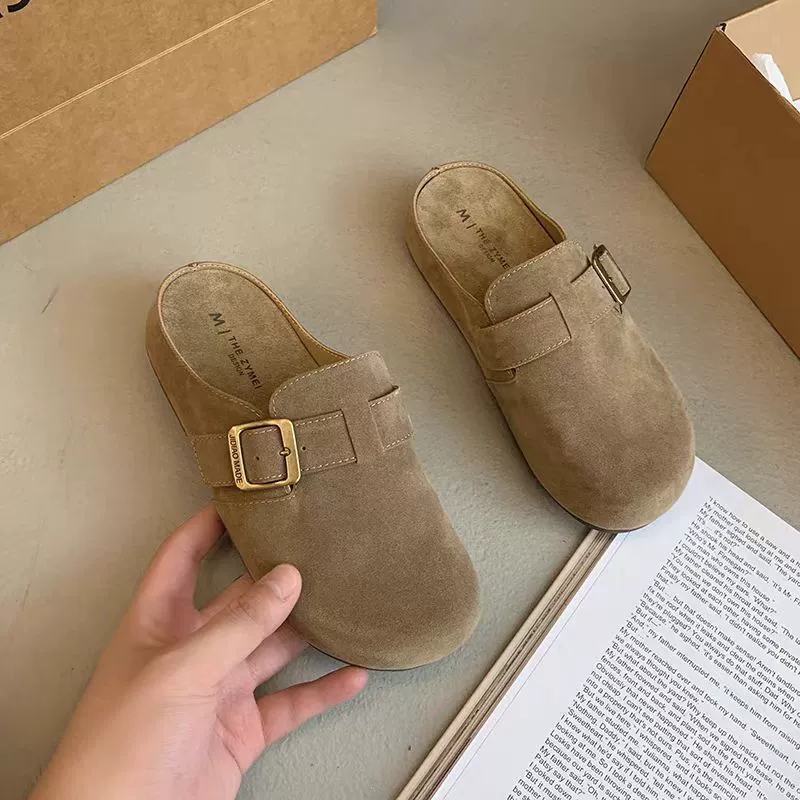 Женская обувь Birkenstock, весна-осень 2025, новый стиль, полутапочки для беременных с носком для верхней одежды, женская обувь без шнуровки на толстой подошве в стиле ретро