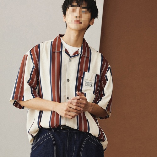 Fashion American Old School Shirts Men Short Sleeve Casual Hawaiian Striped Shirts Men Summer