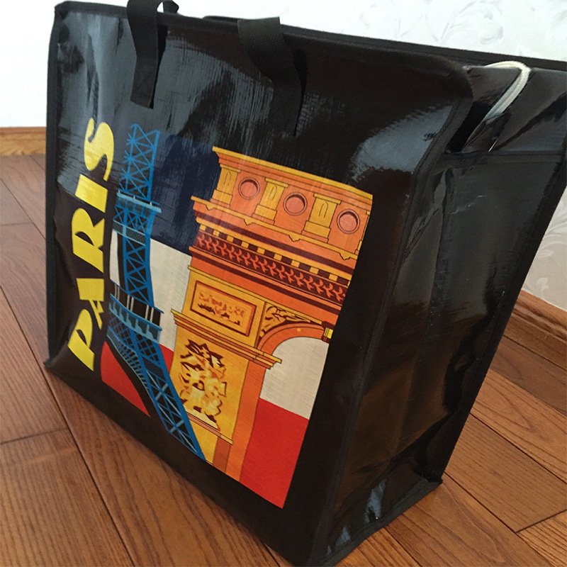 厂家供应批发40*45巴黎铁塔彩印覆膜编织袋pp编织袋塑料手提袋