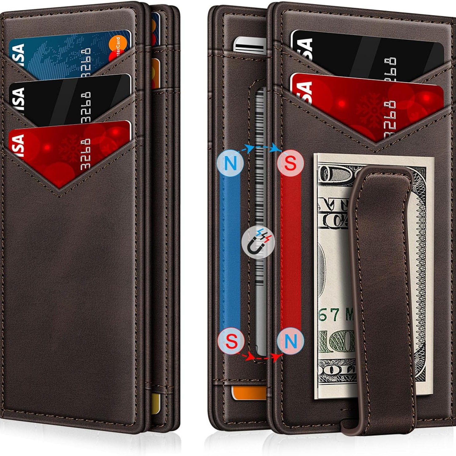 Cartera de cuero con cepillo antirrobo RFID de comercio exterior personalizada Cartera de cuero para hombre retro de gran capacidad Cartera de cuero de negocios minimalista