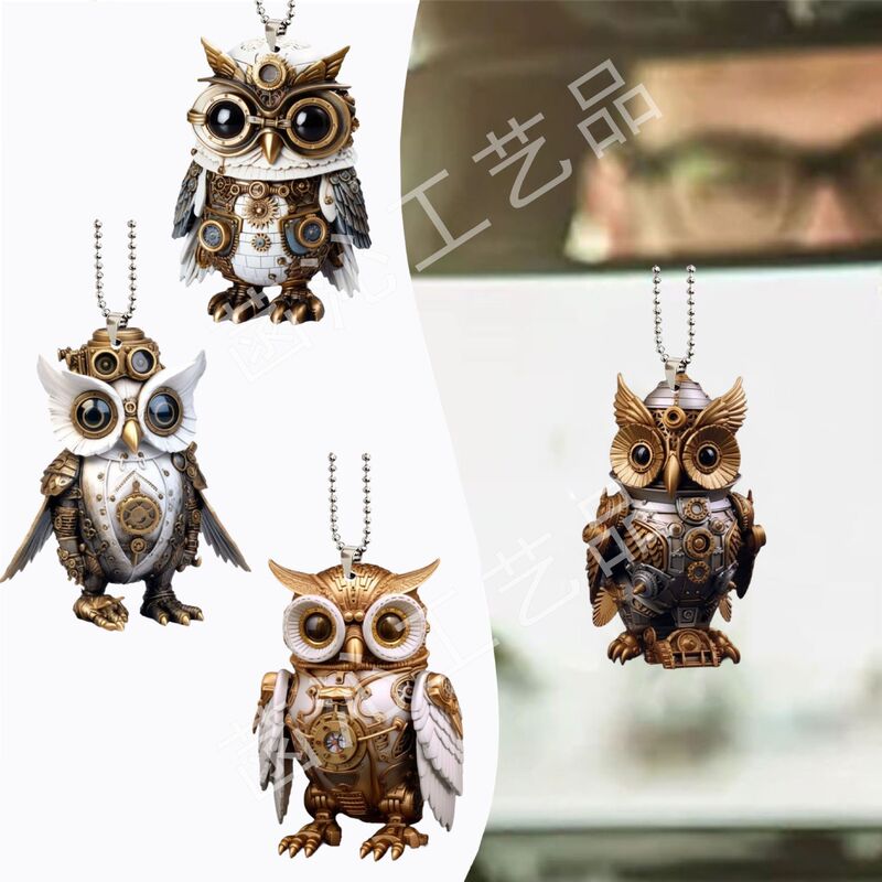 Halloween Owl Decoration Pendant Cat Head Mechanical Eagle Acrylic Car Ornament Christmas AI Drawing Halloween Owl Decoration Pendant Cat Head Mechanical Eagle Acrylic Car Ornament Christmas AI Drawing