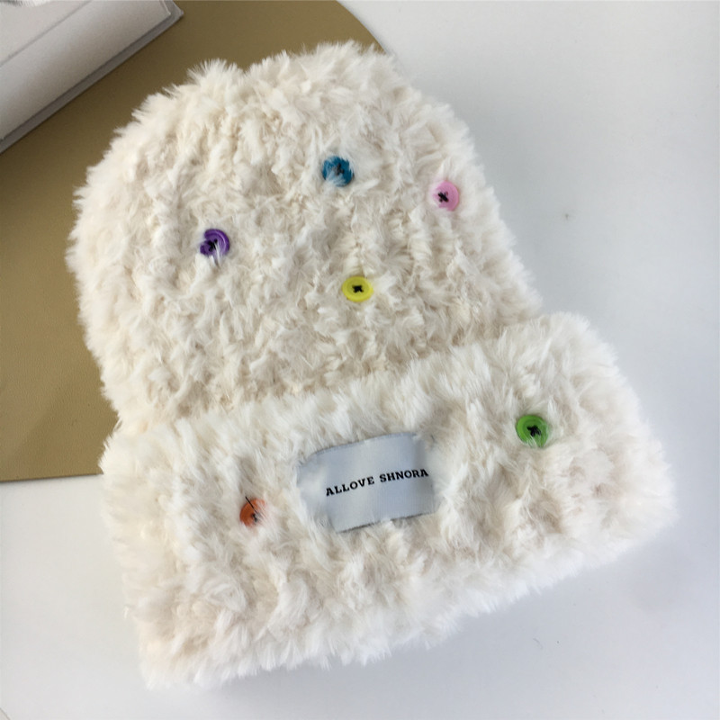 Autumn and winter thickened warm plush fisherman's hat women's ear warmers knitted knitted knitted knitted knitted hat furry pullover hat basin hat_voghion.com