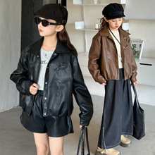 女童外套秋款2025新款洋气时髦儿童秋季小女孩休闲百搭皮衣上衣潮