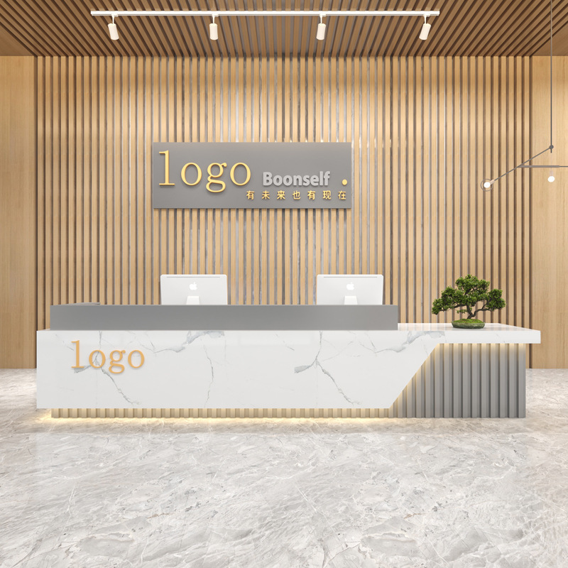 收银台吧台新中式公司前台桌柜台服装店美容院接待台台面桌面