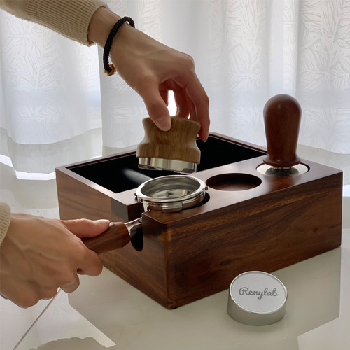 Wholesale stainless steel coffee cloth powder tamper rosewood three pulp tamper 51/53/58mm coffee filling tampon