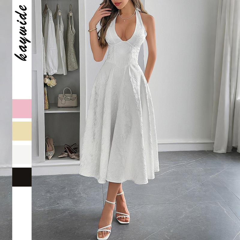 Di Yun European and American Elegant Evening Dress Halter Neck Waist-Cinched Long Dress Women's Clothing 2026 Spring/Summer Amazon Independent Site