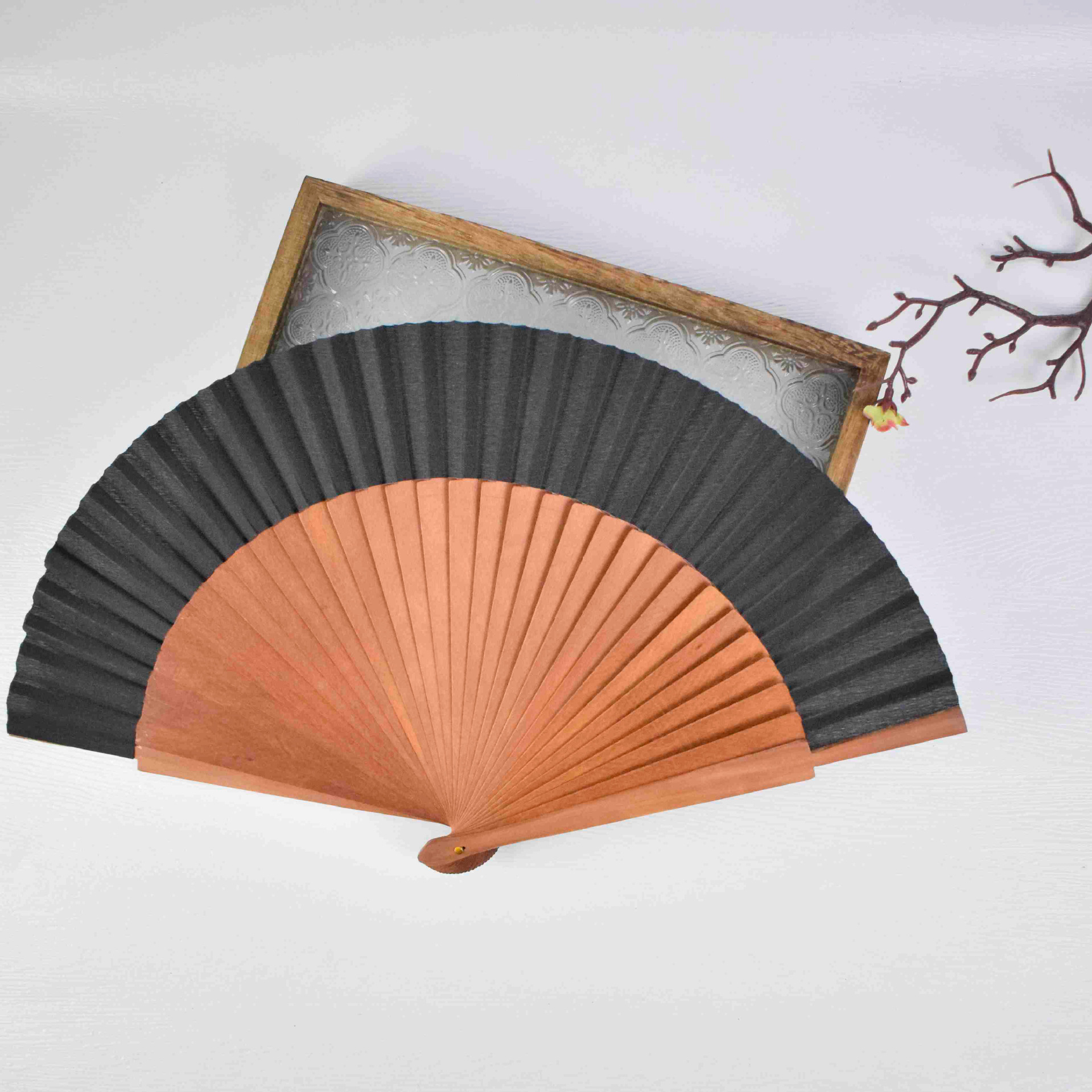 34 poliéster cuadrado ventilador de algodón brillante textura cepillo tung óleo hierro hueso de madera ventilador de madera español hermoso ventilador de regalo hecho a mano