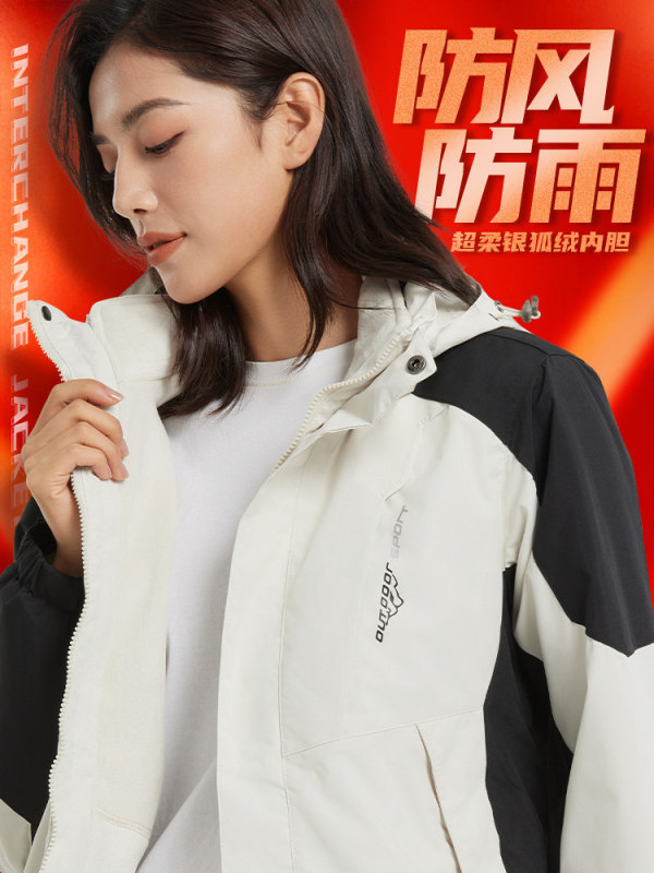 Men's Workwear Jacket with Logo Printing, Autumn and Winter Windproof, Waterproof, and Cold-Resistant Three-In-One Work Jacket