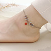 Protective amulet, retro agate ankle bracelet with tassels, silver 925 sample, simple and elegant design