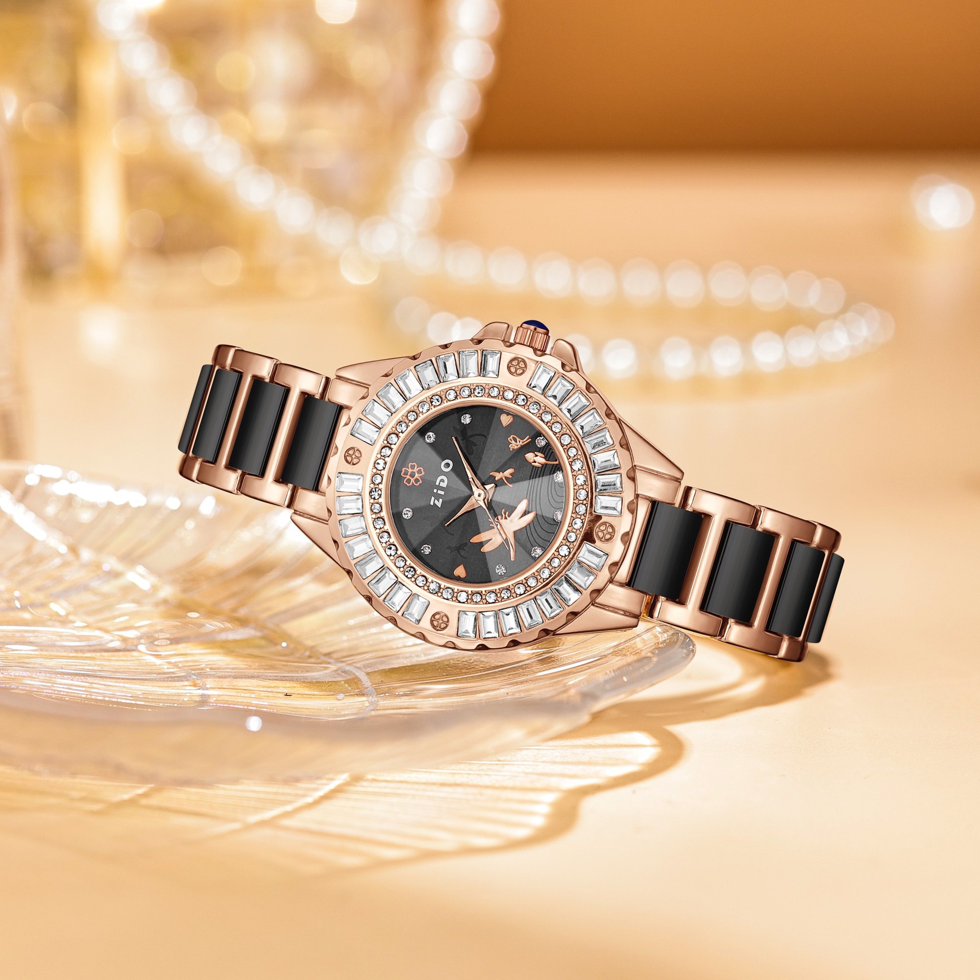 Elegant Women's Quartz Watch With Starry Sky & Diamond Accents_voghion.com