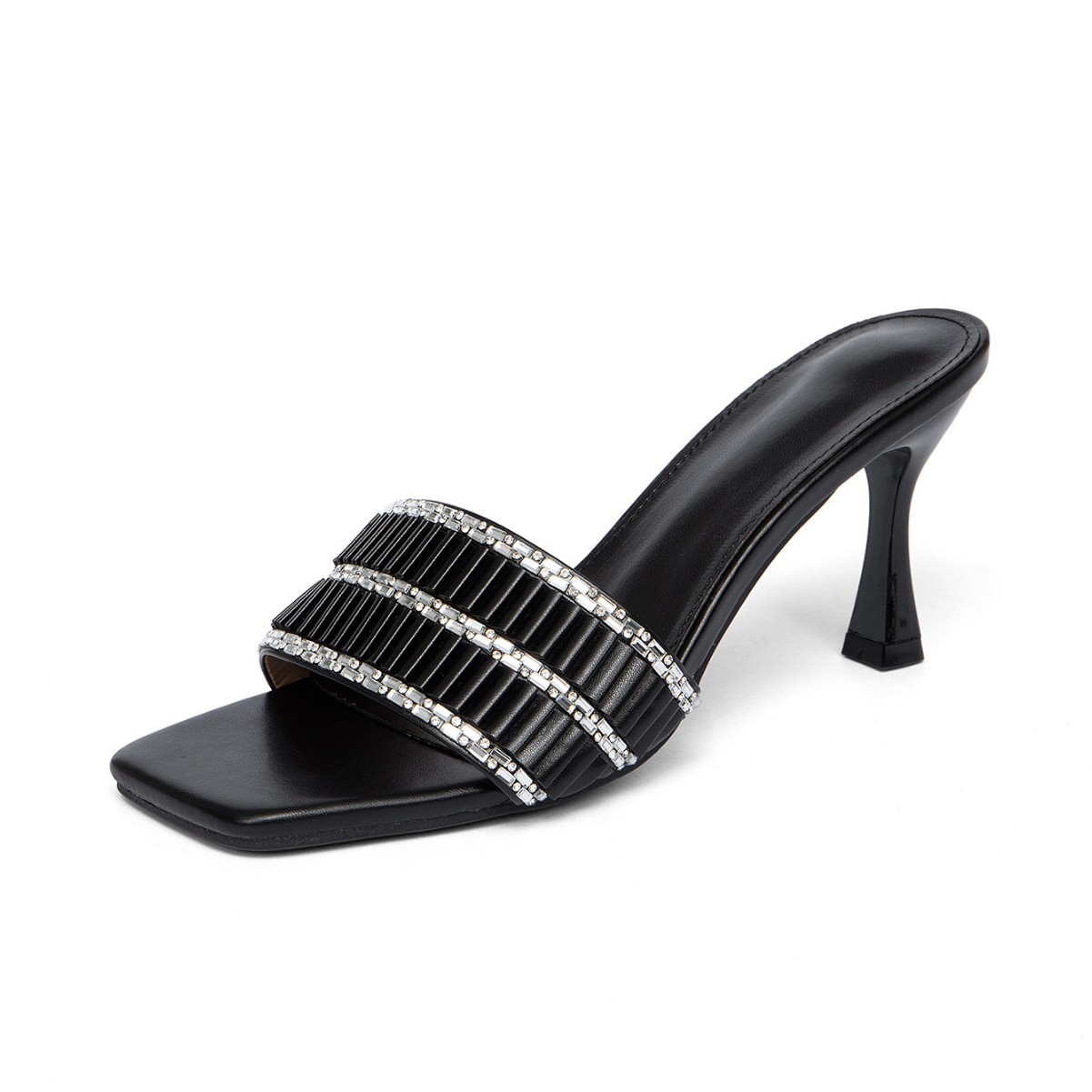Sandali con strass da donna, eleganti mules con tacco_voghion.com