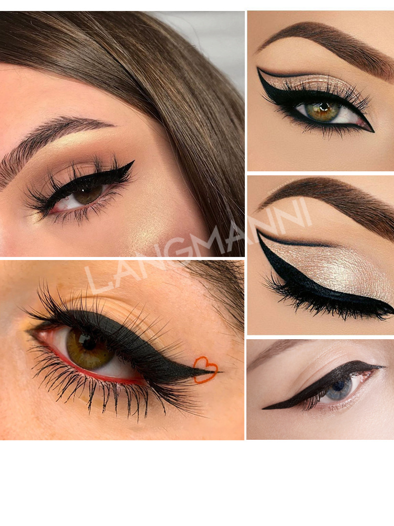 Langmanni double-head seal eyeliner pen is not easy to smudge 2-in-1 triangular black eyeliner liquid undefined
