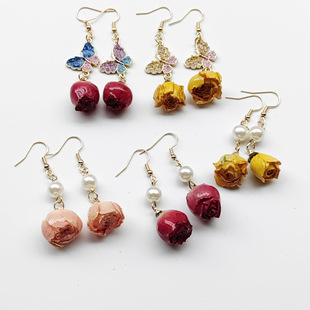 Organic fresh cute earrings, flowered, wholesale