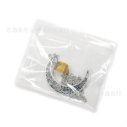 European and American natural crystal raw stone necklace retro alloy moon necklace female niche Amazon foreign trade jewelry wholesale