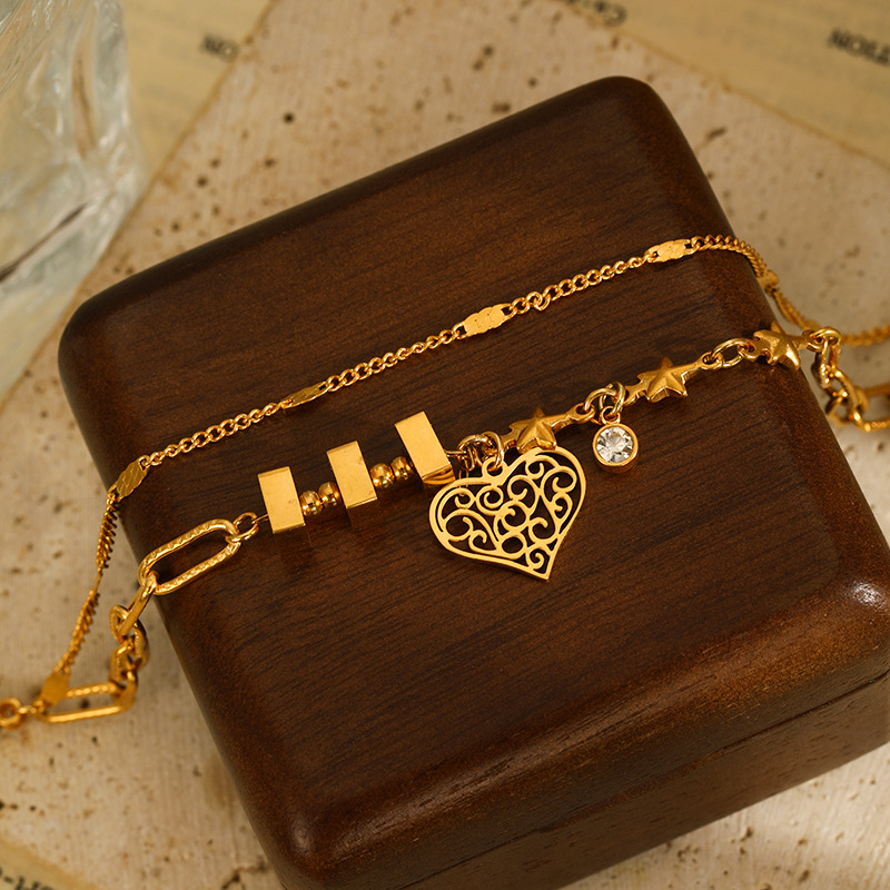 11g Weight 304 Stainless Steel Pendant Material Zircon Inlay Material Bracelets Classification 304 Stainless Steel Chain Material 1 Piece Quantity Holiday, Daily Occasion 304 Stainless Steel Material Starfish, Heart Shape Pattern Women's Gender Layered, Plating, Inlay Design Casual, Beach Style Casual Beach Starfish Heart Shape 304 Stainless Steel Zircon Bracelets In Bulk 4