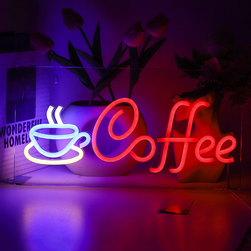 LED neon sign acrylic back panel, USB 5V‑1A with switch, decorative wall night light (various designs)