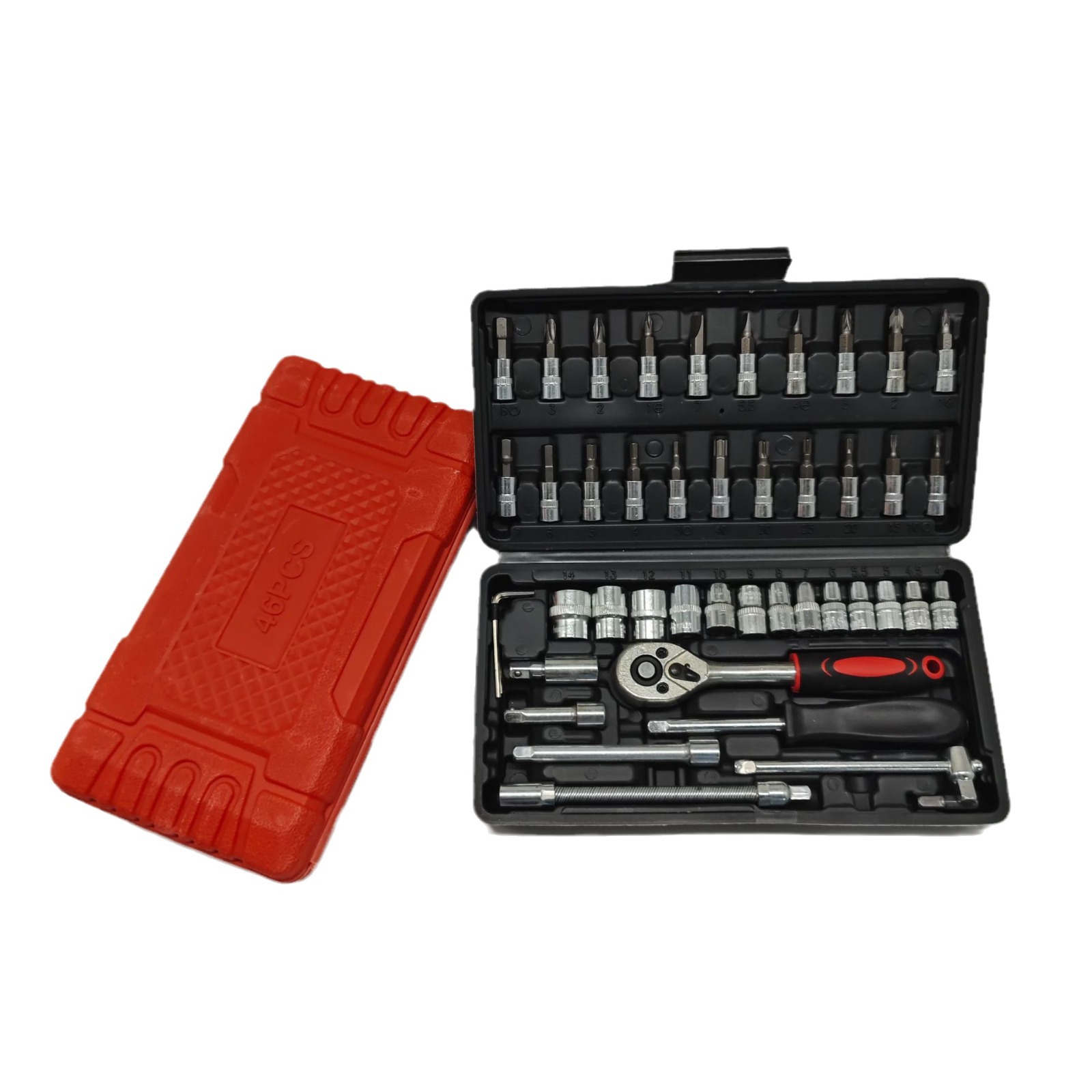 46 piezas de combinación de herramientas de llave de tubo 1/4 pequeña llave de destornillador de trinquete con reparación de vapor juego de manga pequeña hardware