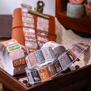 Ketchup girl coffee theme label special-shaped tape coffee small indeed lucky series hand account decoration cycle paste