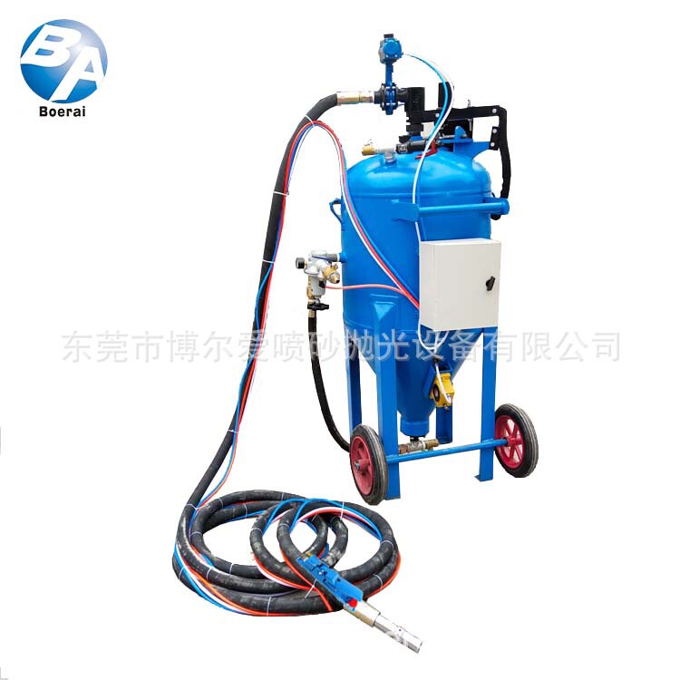 Safe Mobile Sandblasting Machine for Cleaning and Painting Outer Surfaces in the Car and Outside the Shift Surface
