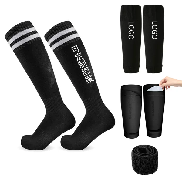Cross-Border Foreign Trade Football Shin Guards, Sock Covers, Over-The-Knee Long Socks, Training Sports Protective Gear, Children's Set, Wholesale in Stock