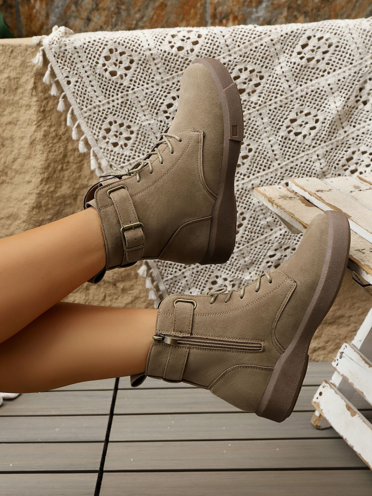 Women's Round Toe Platform Martin Boots British Style For Women_voghion.com