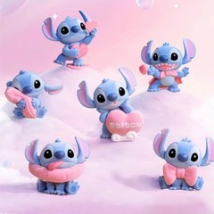 正規版のスティッチの暖かい粉のシリーズのブラインドの箱のかわいいアニメの周辺の手はデスクトップの置物の公仔の誕生日のプレゼントを作ります。