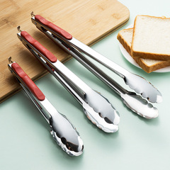 Stainless steel barbecue tongs household baking bread tongs kitchen food tongs outdoor steak barbecue tongs steak frying tongs
