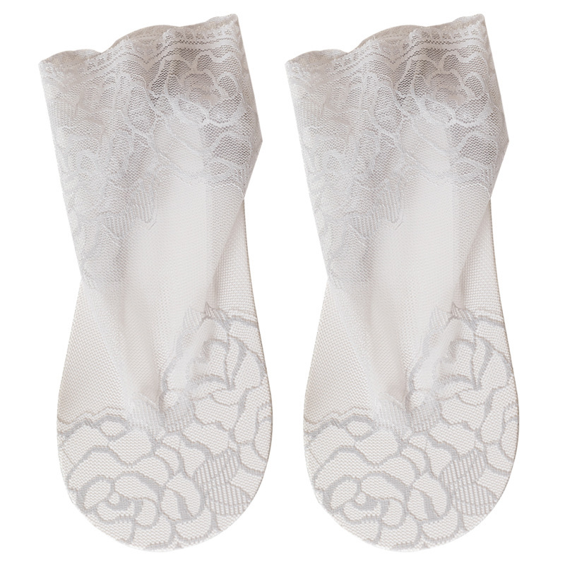 Calcetines de encaje de verano transpirables antideslizantes no caen calcetines de tacones dulces calcetines invisibles de boca superficial al por mayor