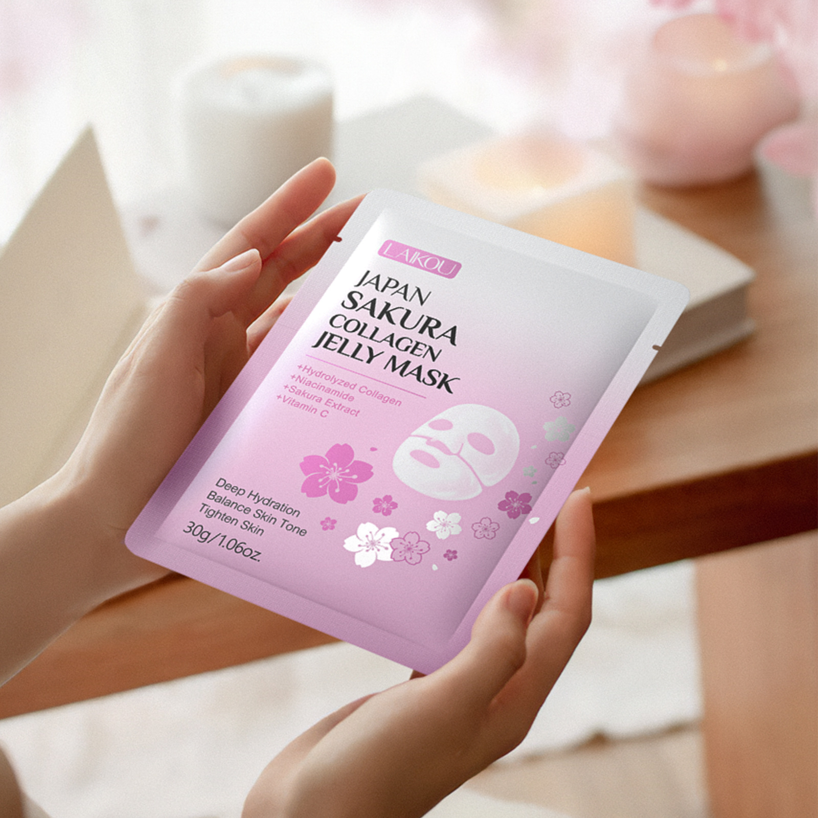 Cross-border new product Laikou Cherry Blossom Collagen Jelly Mask 30g Hydrating, Moisturizing and nourishing, one-piece consignment from the manufacturer undefined